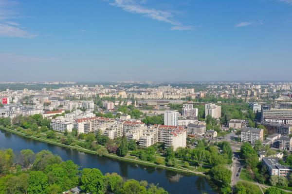 Aerial views of European Union Capitals -  Warsaw, Poland